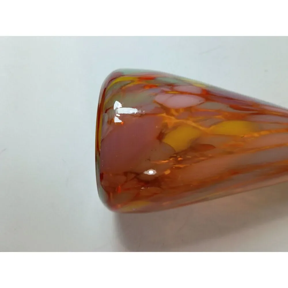 Kelvin's Blown Glass Long Ruffled Neck Swung Vase from Japan~Vintage~